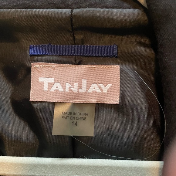 5 for $15. TanJay Black Blazer with faux leather stripes - Picture 2 of 6